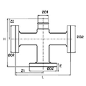 3 flanged Tee dim